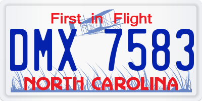 NC license plate DMX7583