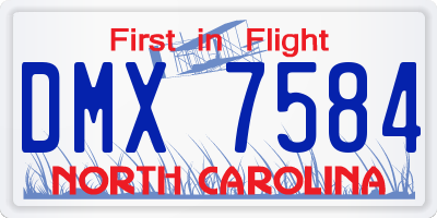 NC license plate DMX7584