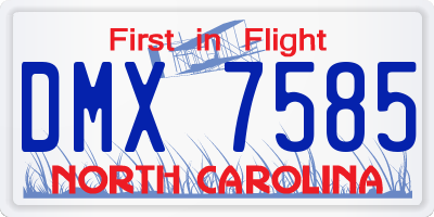 NC license plate DMX7585