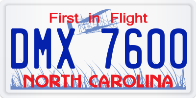 NC license plate DMX7600