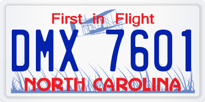 NC license plate DMX7601