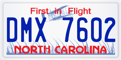 NC license plate DMX7602