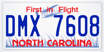 NC license plate DMX7608