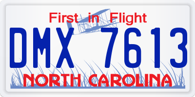 NC license plate DMX7613