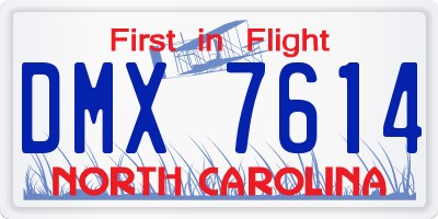 NC license plate DMX7614