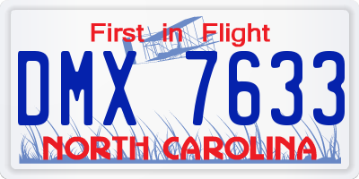 NC license plate DMX7633