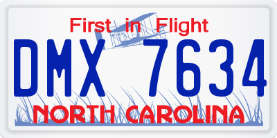 NC license plate DMX7634