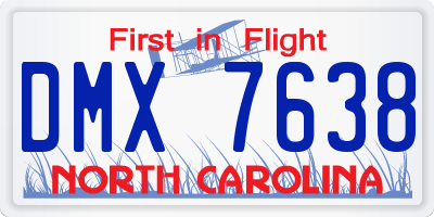 NC license plate DMX7638