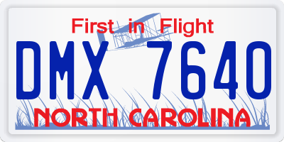 NC license plate DMX7640