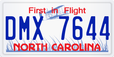 NC license plate DMX7644