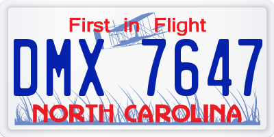 NC license plate DMX7647