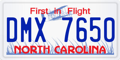 NC license plate DMX7650