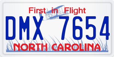 NC license plate DMX7654