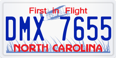 NC license plate DMX7655