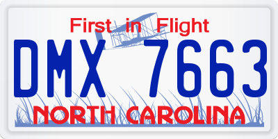 NC license plate DMX7663