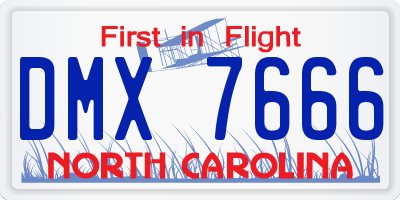 NC license plate DMX7666