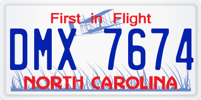 NC license plate DMX7674