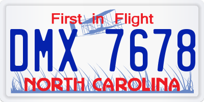NC license plate DMX7678