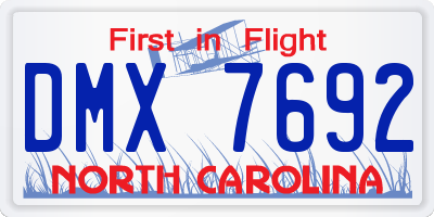 NC license plate DMX7692