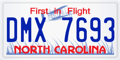 NC license plate DMX7693