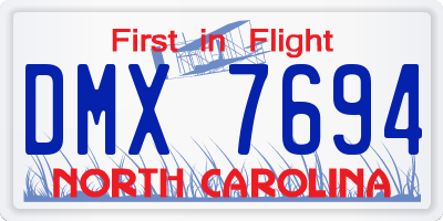 NC license plate DMX7694