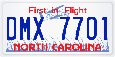 NC license plate DMX7701
