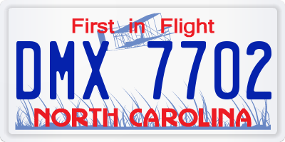 NC license plate DMX7702