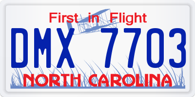 NC license plate DMX7703