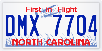 NC license plate DMX7704