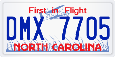 NC license plate DMX7705