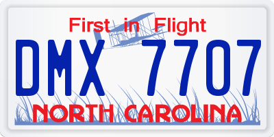 NC license plate DMX7707