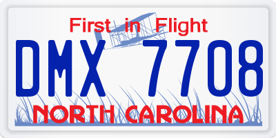 NC license plate DMX7708