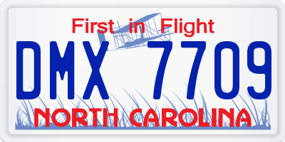 NC license plate DMX7709