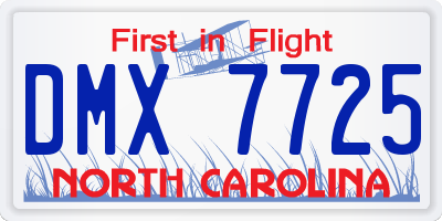 NC license plate DMX7725