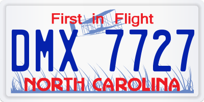 NC license plate DMX7727