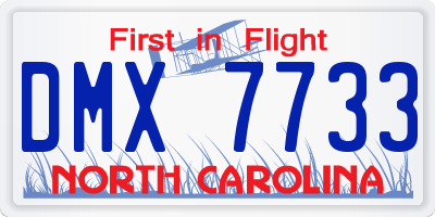 NC license plate DMX7733