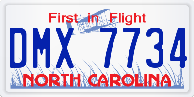 NC license plate DMX7734