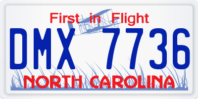 NC license plate DMX7736