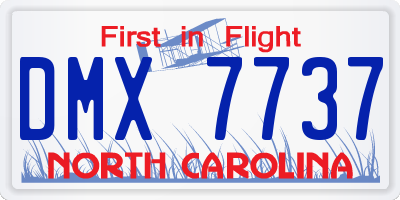 NC license plate DMX7737