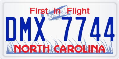 NC license plate DMX7744