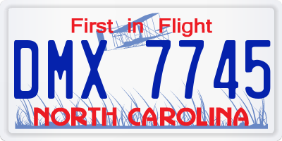 NC license plate DMX7745