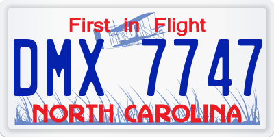 NC license plate DMX7747