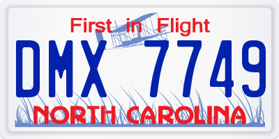 NC license plate DMX7749