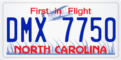 NC license plate DMX7750