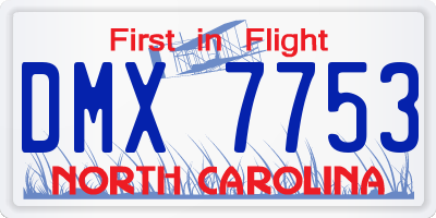 NC license plate DMX7753