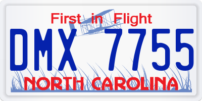 NC license plate DMX7755