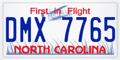 NC license plate DMX7765