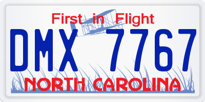 NC license plate DMX7767