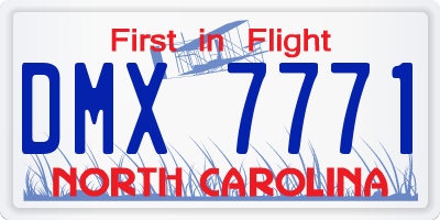 NC license plate DMX7771