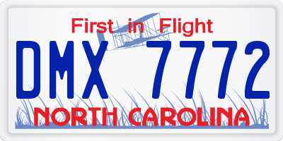 NC license plate DMX7772
